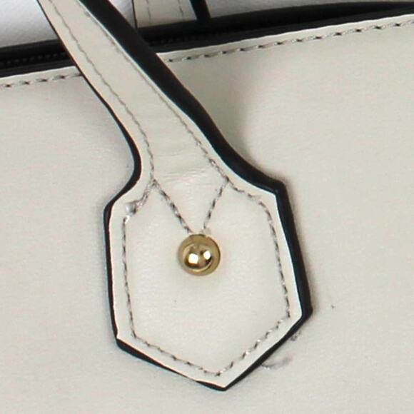 Gussaci Women's Large Tote Shoulder Handbag Minimalist Neutral Cream Black Trim - Picture 11 of 12